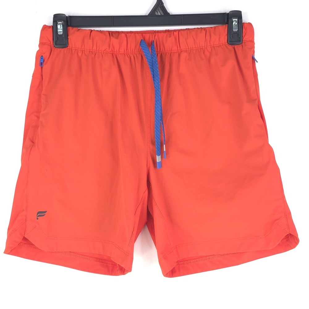 Fabletics The One Shorts Men's Orange Athletic Lined Gym Shorts 7" Medium